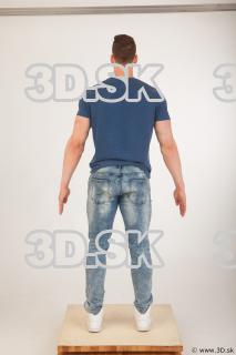 Whole body blue tshirt light blue jeans of Andrew 0005